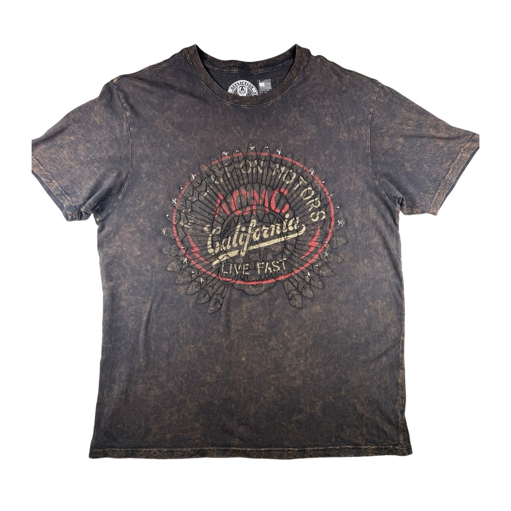 Affliction California 1973 T-Shirt Men XL Distressed Tee Skull Grunge Y2K 90s